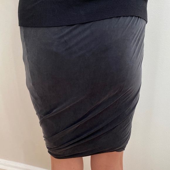 Calvin Klein Ruched Cupro Skirt Gray Charcoal Bodycon - Size S - Picture 3 of 8